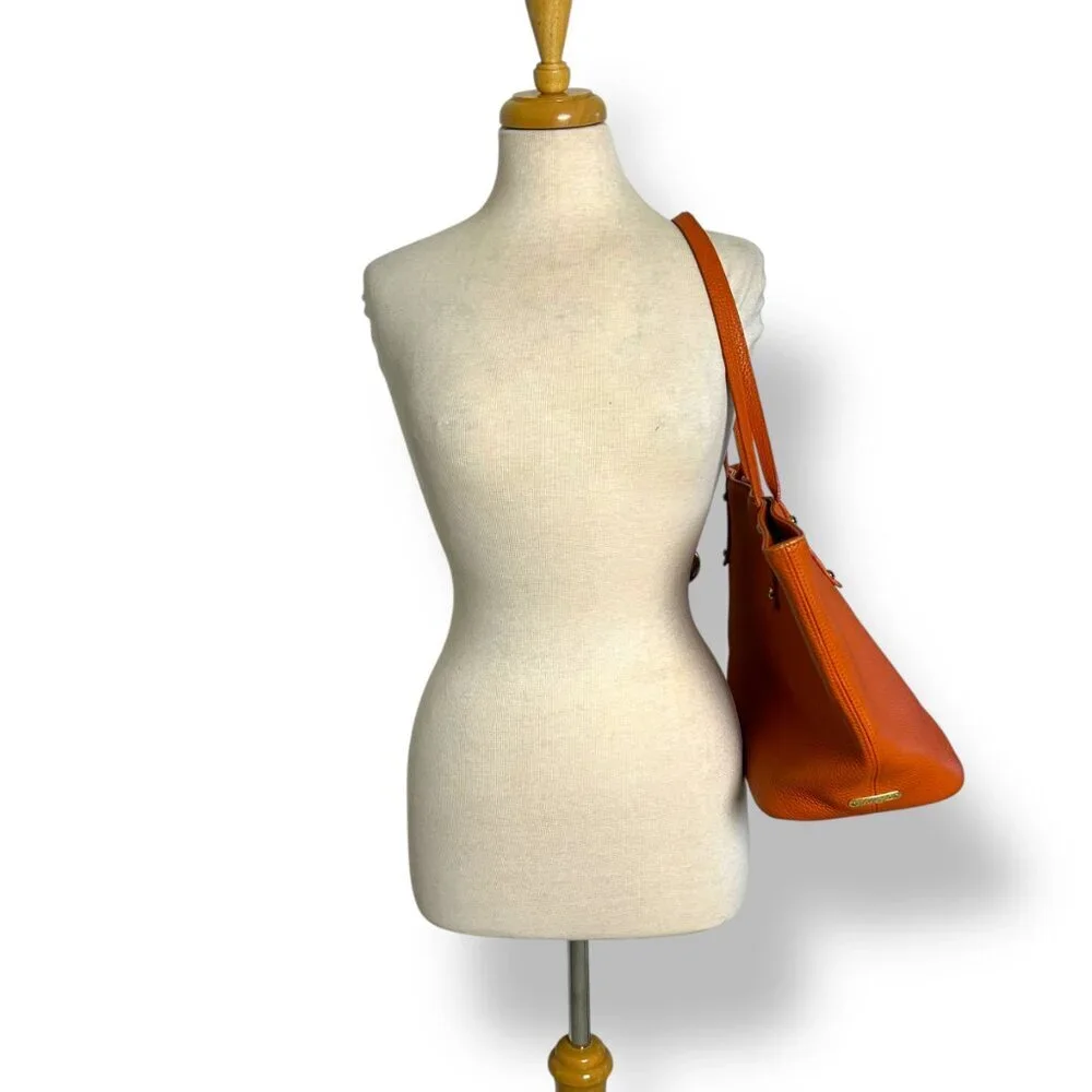 Gigi New York Orange Rust Leather Taylor Tote Bag Gold Hardware